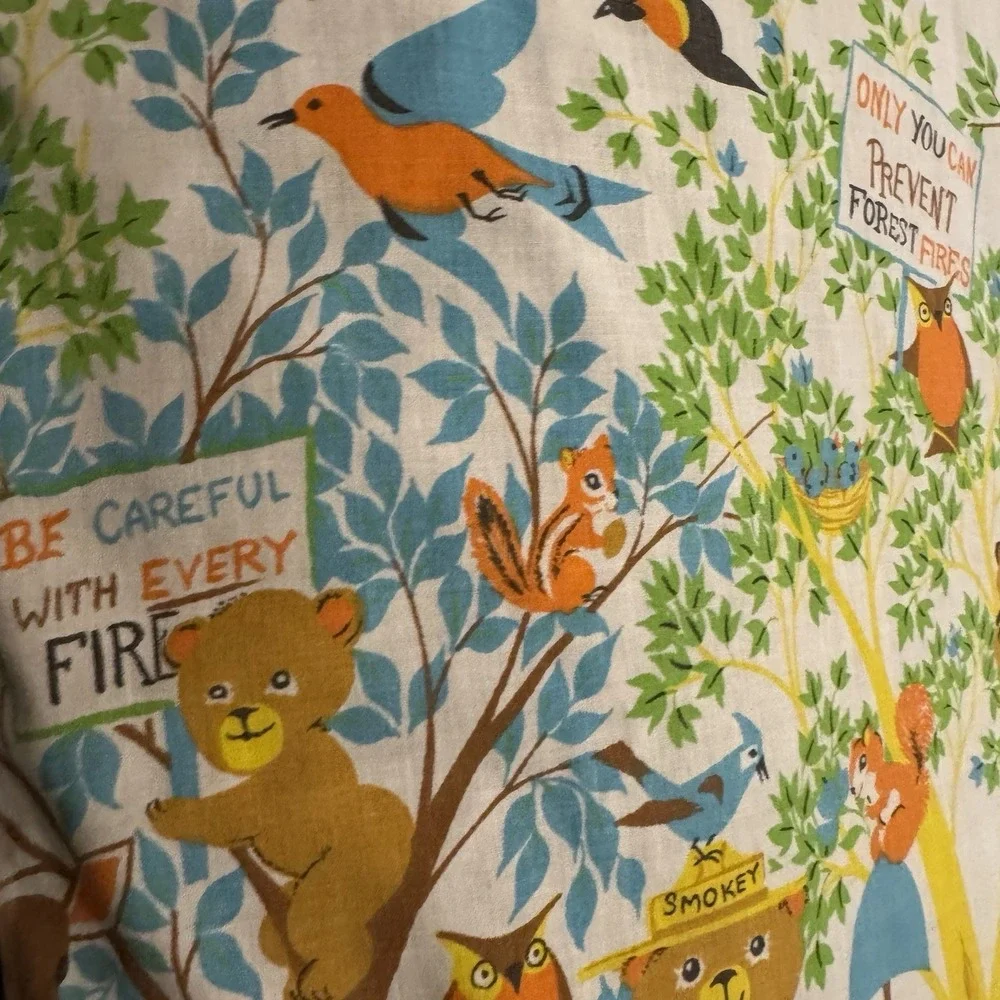 Vintage Fieldcrest Ideal Smokey the Bear Twin Flat Sheet Pillowcase Pillow Case